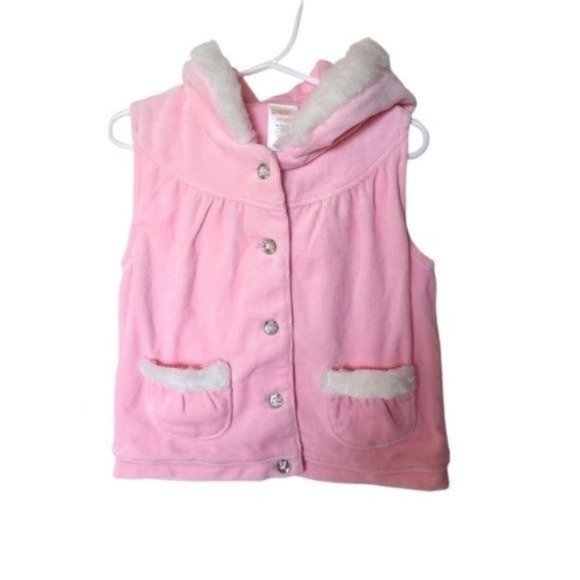 Gymboree Gem Button Velour Hooded Vest Girls Size 4T 5T Fairy Wishes NWT Pink - Picture 1 of 6